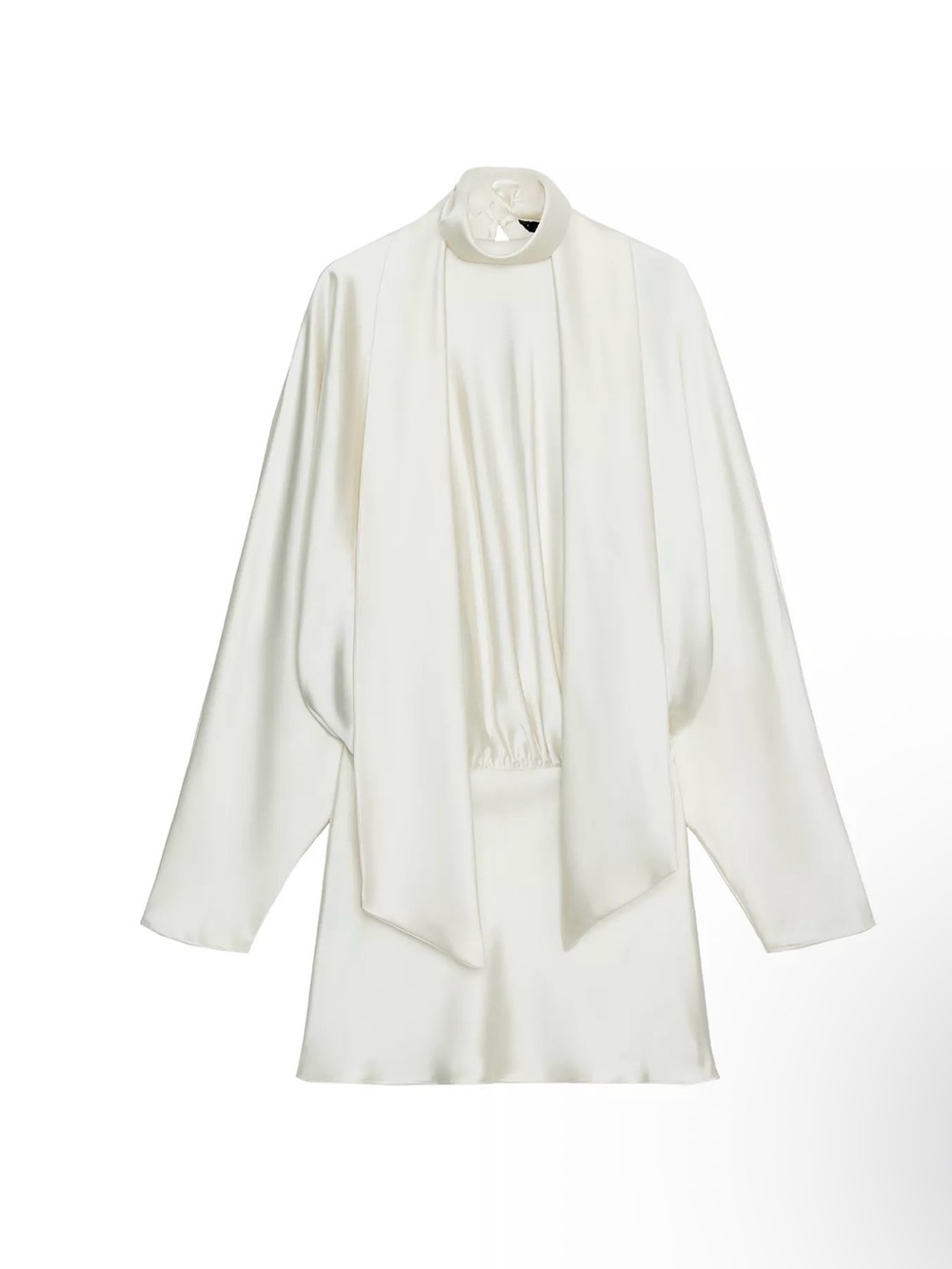 Foulard satin effect Cream Tie-Neck